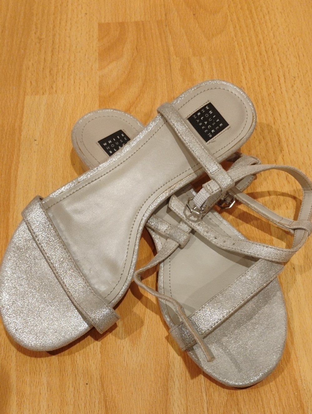 White House Black Market Silver Glitter Minimal Sandals